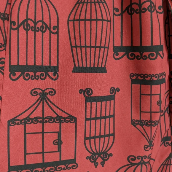 Eshakti Birdcage Skirt Women's XL Maroon Vintage Ruched Flare Knee-Length - Picture 4 of 6